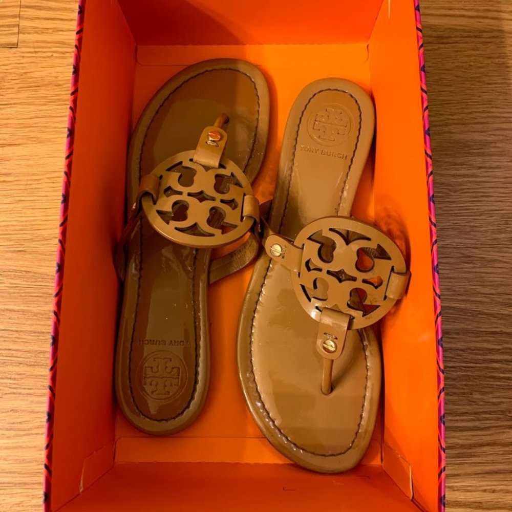Tory Burch Tan Miller Flat Leather Sandal